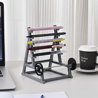 Porte-stylo carré en métal avec mini barre d'haltères pour bureau créatif, boîte de rangement de papeterie 13.5x17.5x2.9 Fabriqué en Chine