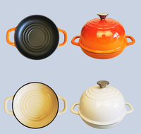 Marmite en fonte émaillée XLT de 6 quarts pour la cuisson du pain au levain, avec couvercle, 24 cm, revêtement épais en émail céramique, ustensile de cuisson