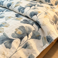 Ensemble de literie florale pour la décoration de la maison avec imprimé Ginkgo, doux et confortable, 4 pièces, housse de couette et taies d'oreiller