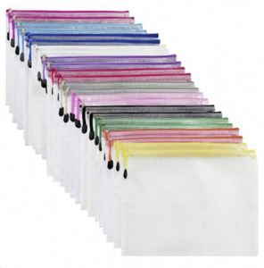 Pochettes de rangement en PVC imperméables avec logo personnalisé, pochettes en maille pour dossiers, jouets, fournitures de bureau, sacs à fermeture éclair A4 - Product Image 1