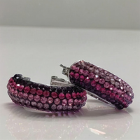 Modeschmuck Hochzeit Bunte Kristall-Strass Damen Huggie-Creolen Edelstahl Klein Vergoldet Trendy GIA