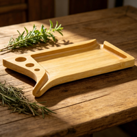 Plateau roulant en bois 13*9cm en gros |   Plateau à chicha en bambou design entonnoir pour les boutiques de tabac |   Étiquetage privé personnalisé en gros OEM