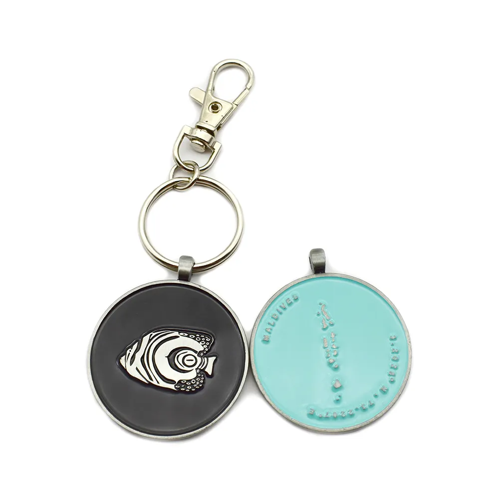 Custom Hot Sale Zinc Alloy Metal Keyrings Soft Enamel Key holder Custom Coin Metallic Keychains For Car