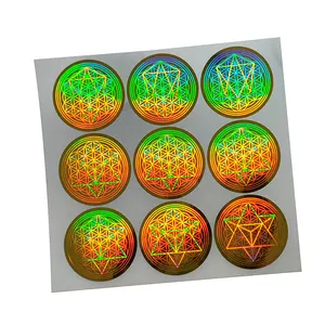 Nhà Máy Bán Buôn Nhãn 40Mm Vòng Dán Rực Rỡ Holographic Nhãn Đa Hình Dạng Đồ Họa Ánh Sáng Vàng Nhãn 3d Hologram Sticker