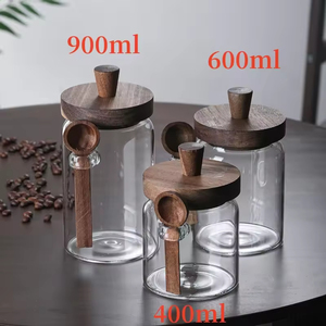 0.4-0.9L pot de stockage scellé en verre moderne pour café thé <span class=keywords><strong>cuisine</strong></span> avec couvercle boîte de rangement en grains de café - Product Image 2