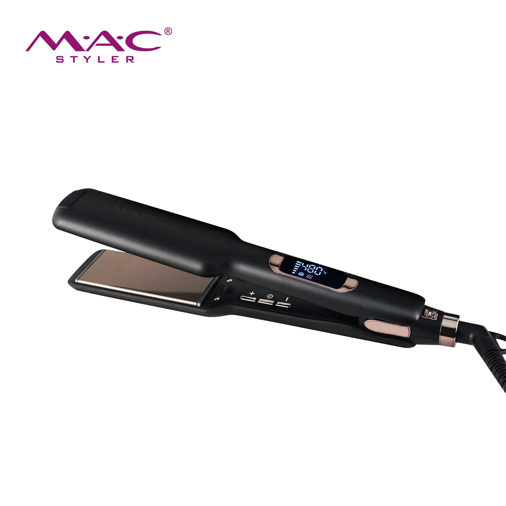 MAC Styler Ferro liso personalizado Placa larga Titanium Ferro liso MCH Planchas De Cabello alisador de cabelo profissional