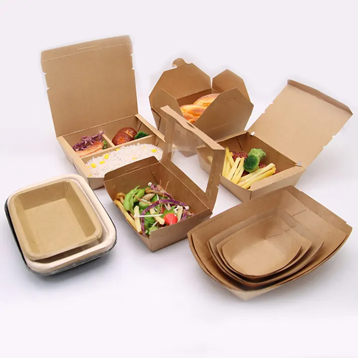 Kingwin kotak makanan bungkus makanan Kebab mie Takeaway kustom dengan logo Anda sendiri