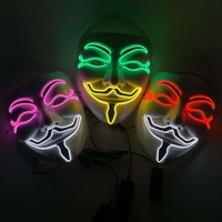 Masque facial LED d'Halloween avec lumière froide phosphorescente, design en V pour les fêtes costumées et les spectacles