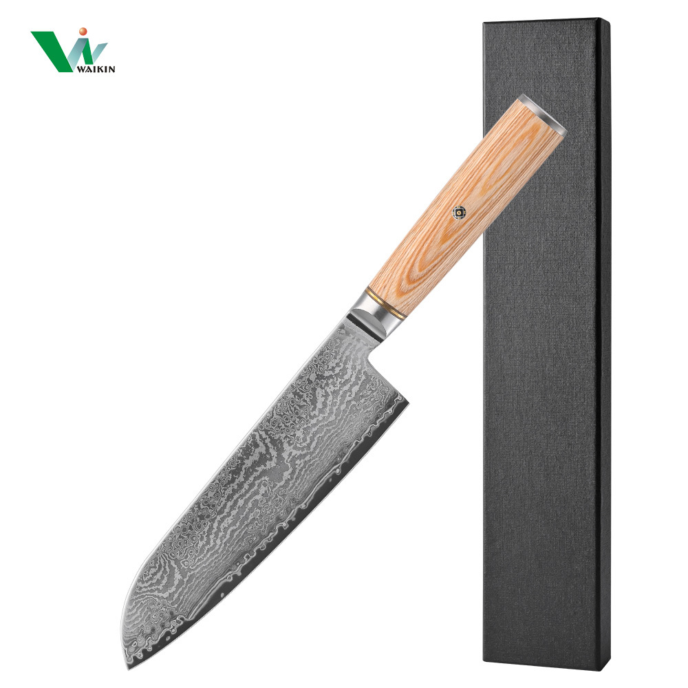 Couteau Santoku 7" avec manche en bois de pakkawood jaune
