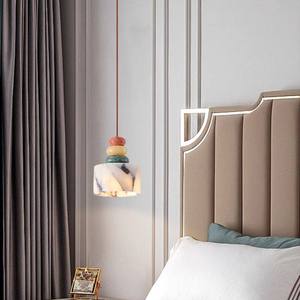 Lustre suspendu pour café, magasin de vêtements, chambre à coucher, salon, couloir d'entrée, style confortable, en marbre, de luxe, avec éclairage artificiel - Product Image 2