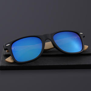 Lunettes de soleil classiques transfrontalières à monture ovale en bois de bambou, protection UV400, unisexe, verres PC, protection solaire, style voyage - Product Image 2