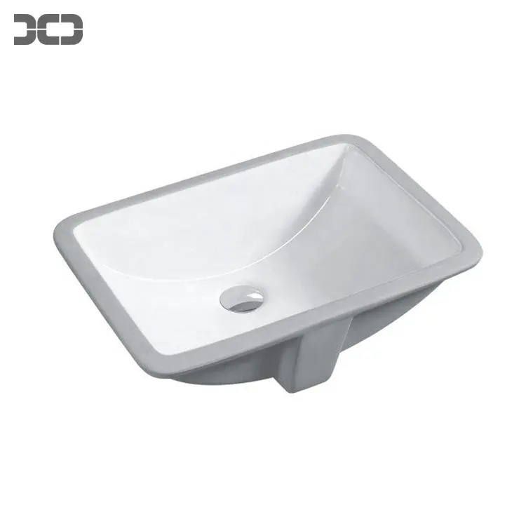 Modern Home White Rectangular Undermoun Ceramic Bathroom Sink Hand Wash Basin