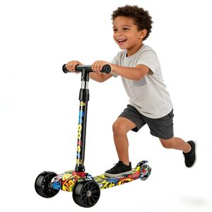 Trottinette en acier durable personnalisable de haute qualité avec trois roues en PU pour enfants de 3 à 12 ans, légère, pliable, livraison gratuite - Product Image 1