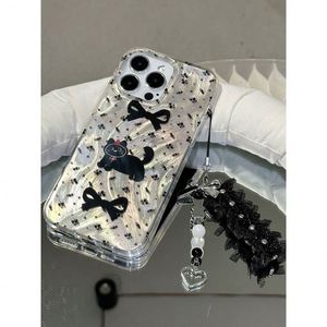 Coque de téléphone anti-vibration en TPU avec motif chat papillon coloré et lumineux pour iPhone 17, Air 16, 15, 14, 13, 12 Pro Max, avec support de téléphone intégré - Product Image 2