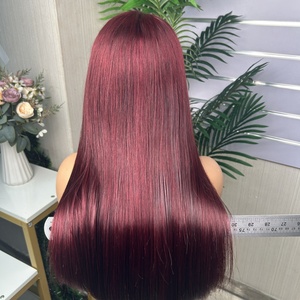 วิกผมขายส่ง ผมแท้ 100% SDD เวียดนาม วิกผมบ๊อบตรงแบบ Bone Straight  วิกผมบ๊อบแบบปิดหน้าผากด้วยเชือกผูก 5*5 สีไวน์ - Product Image 5