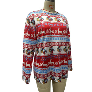 Personnalisé Nouvelle Mode Femmes À Manches Longues Tops Dames Noël Imprimé Plus La Taille Blouses pour Femmes - Product Image 3