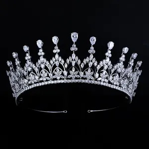 Cunyan-Tiara nupcial para boda, corona de Reina nupcial de alta calidad, joyería para el cabello, Tiaras y diademas de circón chapadas en oro