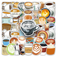 50 autocollants PVC personnalisables DIY pour café, graffiti, auto-adhésifs pour bar à café, guitare, armoire, valise et livres