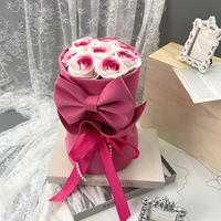 Neues Design Wunderschöne künstliche Blume Rose Seife Bouquet Seife Rosen Bouquet Gradient Blume Valentinstag Geschenk Bowknot Verpackung