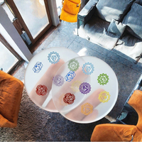 Plaque de Recharge Chakra en Sélénite, Disque Rond en Cristal, Sous-Verre en Pierre Précieuse Sculptée pour la Méditation et la Décoration Intérieure