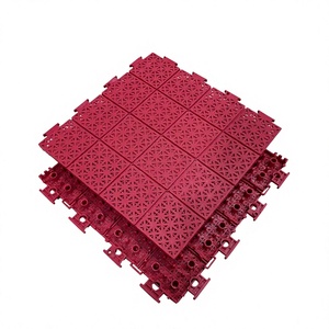Red interlocking floor <b>tiles</b> 8mm <b>plastic</b> sport flooring Anti-slip modular <b>tiles</b> Indoor outdoor sport <b>tiles</b> - Product Image 4