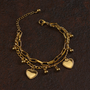 <b>Couple</b> <b>Bracelet</b> Double-layer Peach Heart Vintage Court <b>Bracelet</b> Girly Heart Love Temperament Hand Jewelry Wholesale - Product Image 2