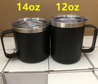 Mug à poignée de 12 oz avec couvercle, 16 couleurs en stock, en acier inoxydable thermolaqué, tasse à café pour le camping, les voyages, le bureau, cadeau, vente en gros