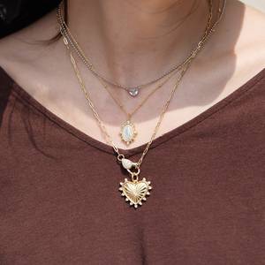 Ciondolo Fai-da-Te a Forma di <span class=keywords><strong>Cuore</strong></span> Scanalato <span class=keywords><strong>Grande</strong></span> in Argento Sterling 925, Gioielli da Donna Placcati Oro con <span class=keywords><strong>Collana</strong></span> a Moschettone - Product Image 3