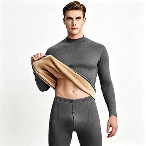 Set di Intimo Termico da Uomo in Pile Spesso, Collo Alto, Caldo e Traspirante, Senza Cuciture, Resistente al Freddo per Autunno e Inverno - Product Image 1