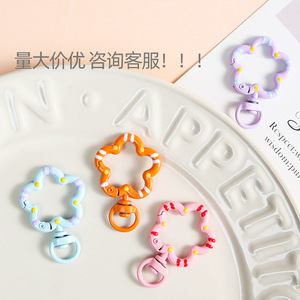 Hand Painted <b>Flower</b> Spring Buckle Colorful Open Ring Keychain DIY Jewelry Accessories Metal Clasp Fresh <b>Sweet</b> Style - Product Image 1