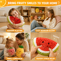 Peluche Fruitée Ultra Douce Fraise Ananas Pastèque, Poupée Rembourrée en Coton PP à Presser pour Enfants et Adultes, Anti-Stress