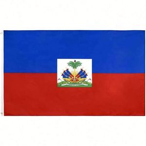 Drapeaux d'Haïti de qualité supérieure, vente en gros, nouveaux modèles 2023, fanions d'extérieur, impression par sublimation double face, polyester 100D, drapeau personnalisé - Product Image 3