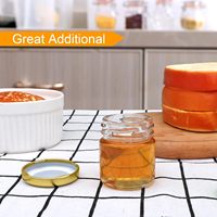 Wisteria Mini Glazen Honingpotje met Gouden Metalen Deksel, Klein Opbergdoosje voor Kruiden & Snacks - Zeefdruk Cadeau