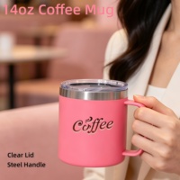 Mug à café isotherme de 12 oz à double paroi en acier inoxydable 304, gobelet de voyage avec couvercle anti-fuite et poignée ergonomique