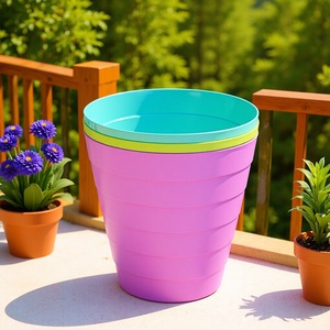 Cubo de Basura Cilíndrico de Plástico 23x23x24cm para Interiores y Exteriores, Contenedor de Residuos Domésticos, Verde Esmeralda, Violeta, Verde Claro - Product Image 1