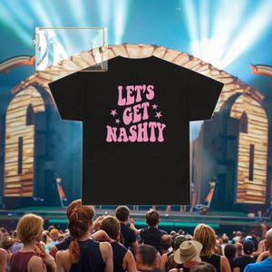 European American Women's Sexy Cotton T-Shirt Nashville Bachelorette Party 'Let's Get Nashty' Letter Decoration Loose Summer - Product Image 5