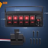 Panel saklar Rocker Universal, Voltmeter USB 3.0 pengisian cepat 5 v-24 V dan 1 Gang untuk kendaraan laut dan truk (merah)