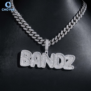 Custom Name Moissanite <b>Pendant</b> <b>Solid</b> 925 Sterling Silver <b>Gold</b> Plated VVS GRA Moissanite Themed Letter Iced Out Hip Hop Jewelry - Product Image 2