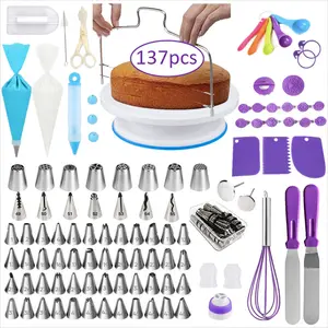 Z118 bánh trang trí công cụ Kit Pastry Baking đồ dùng với xoay bàn xoay đứng đóng băng đường ống lời khuyên vòi phun thìa