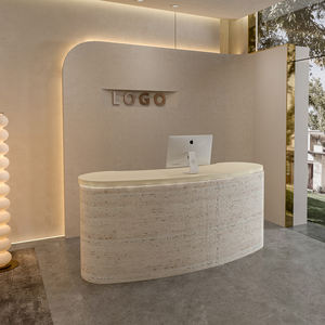 Bureau d'accueil en MDF octogonal moderne avec lumière LED pour usage commercial - Product Image 4