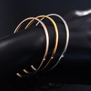 Bracelet jonc minimaliste en acier inoxydable pour femme, simple, accessoire de bijouterie, bracelet manchette, cadeau, largeur 2 mm - Product Image 4