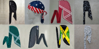 Durags pour hommes en maille respirante, personnalisables avec impression OEM complète, pour usage sportif, vente en gros, avec emballage, par le fabricant