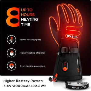 Wasoto 7.4V batteria elettrica guanti da sci uomo e donna invernali ricaricabili guanti riscaldati con riscaldamento impermeabile - Product Image 2