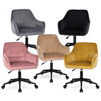 Fauteuil de bureau moderne en velours, pivotant et rembourré, avec vérin à gaz noir, pour bureau à domicile et salon