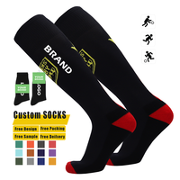 Nouvelle conception de chaussettes de football personnalisées, hauteur genou, haute élasticité, compression, logo personnalisé, chaussettes de sport longues pour le football