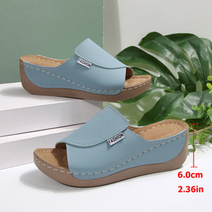 Sandales <span class=keywords><strong>Compensées</strong></span> Respirantes en Cuir Verni Léger à Bout Ouvert pour Femme, Idéales Printemps Été Plage et Activités de Plein Air - Product Image 6