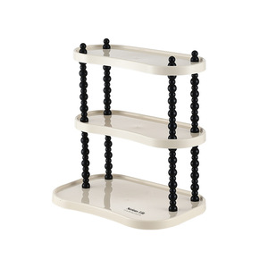 Cosmetic Storage Organizer Desktop Makeup Holder Plastic Two Tier With <b>Black</b> Beaded Legs For Skincare And Perfume - Product Image 4