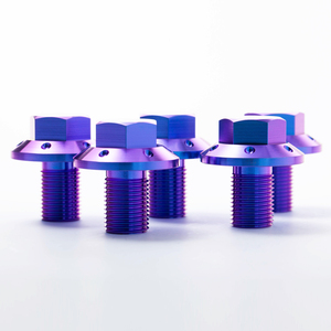 สลักเกลียวหน้าแปลนโลหะผสมไทเทเนียม CNC GR5 สีฟ้าไหม้ หัวกลม ขนาด UNF เกลียว ASME 25 มม. สลักเกลียวมอเตอร์ไซค์แบบกำหนดเอง - Product Image 6