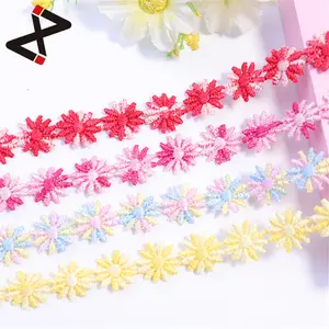 Good Quality Special Flower Design White Polyester Lace Trim Chemical Embroidery Lace Trim