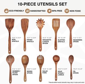 Ensemble d'ustensiles de cuisine en bois d'acacia rotatif à 360 degrés avec finition laquée, support pour ustensiles en bois - Product Image 3